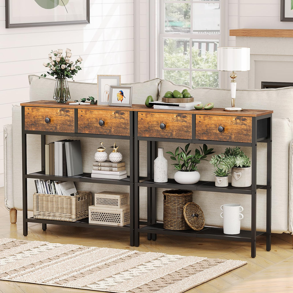 29.5" Narrow Console Table with 2 Fabric Drawers T724