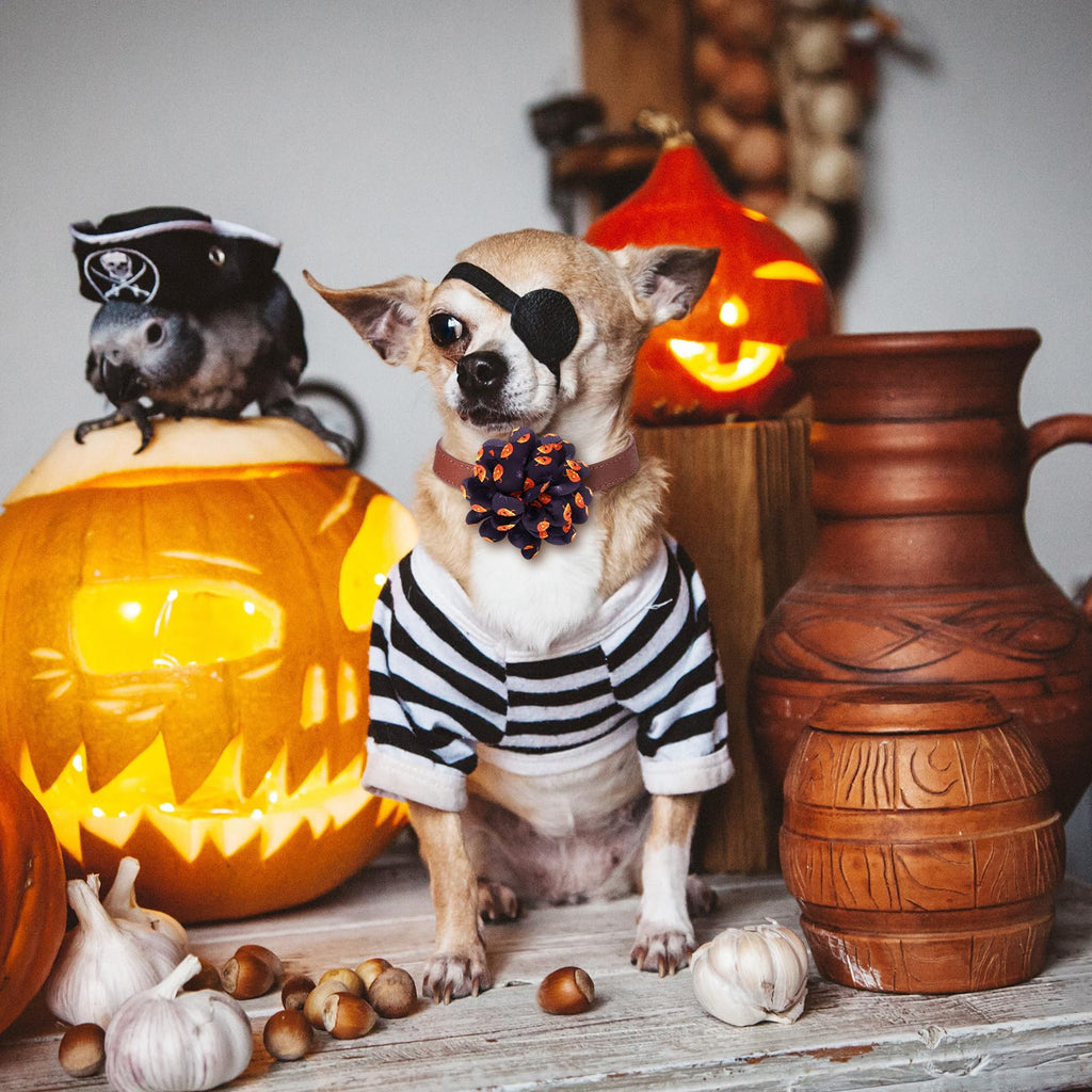 80 Pcs Halloween Dog Collar Flowers Bulk F467