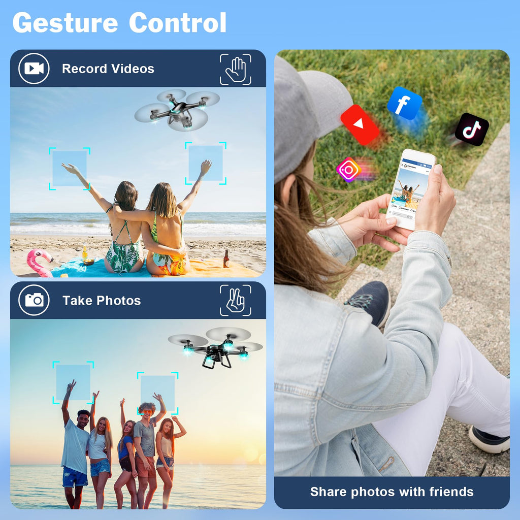Black 1080P Camera Drone with 2 Batteries O5239
