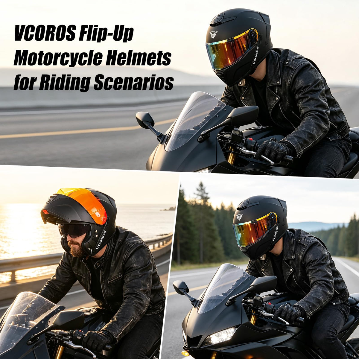 Flip Up Modular Motorcycle Helmet Dual Visor B4860