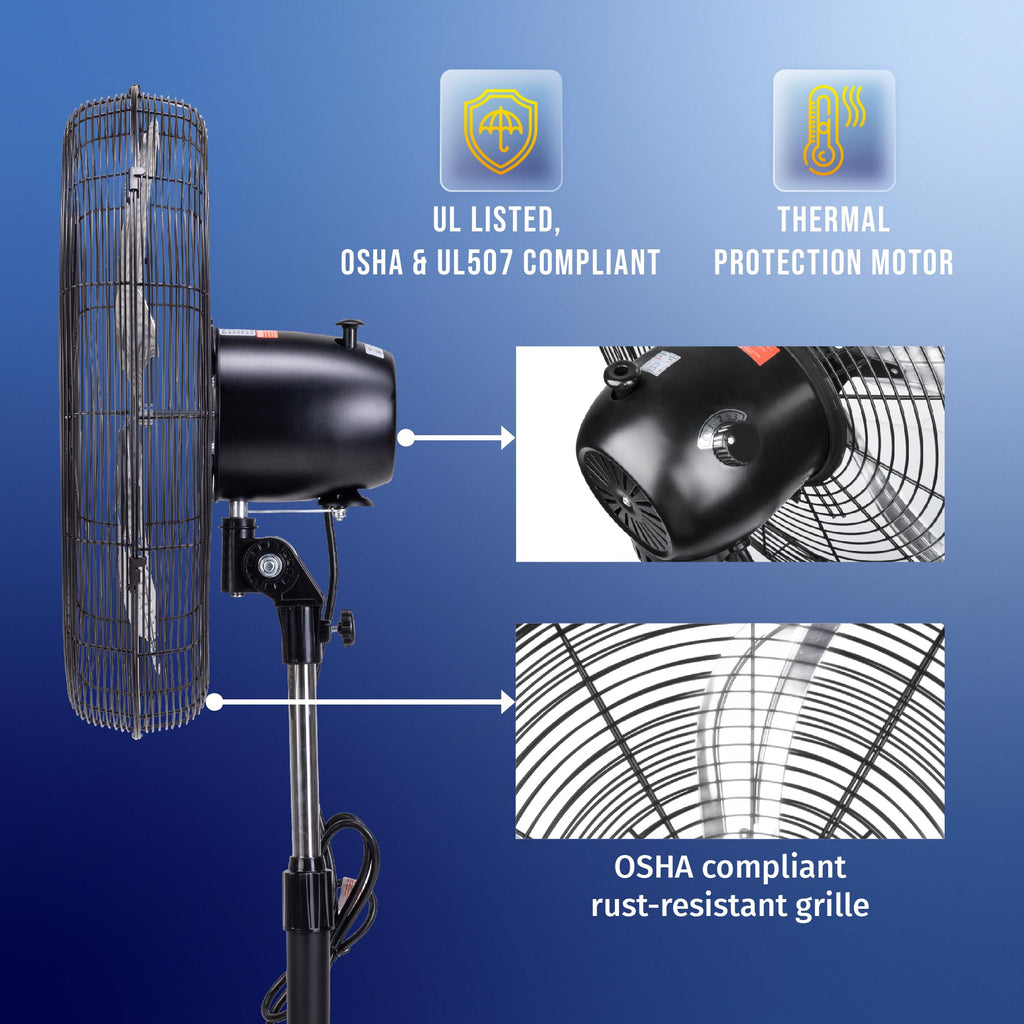 20 Inch 3 Speed Oscillating Pedestal Fan U751612