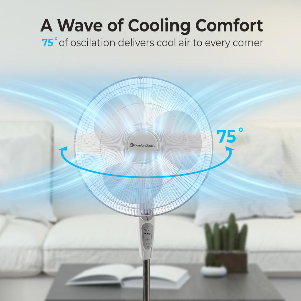 18-Inch Oscillating Pedestal Fan with Remote Control V752