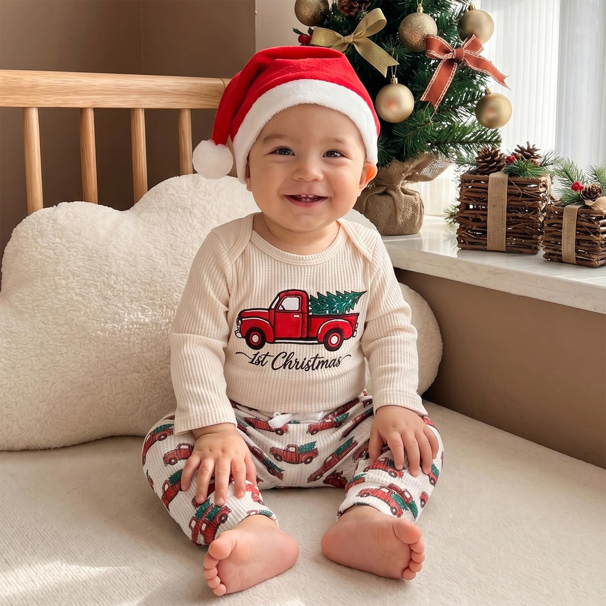 Christmas Baby Boy Outfit Romper Pants Hat U876312