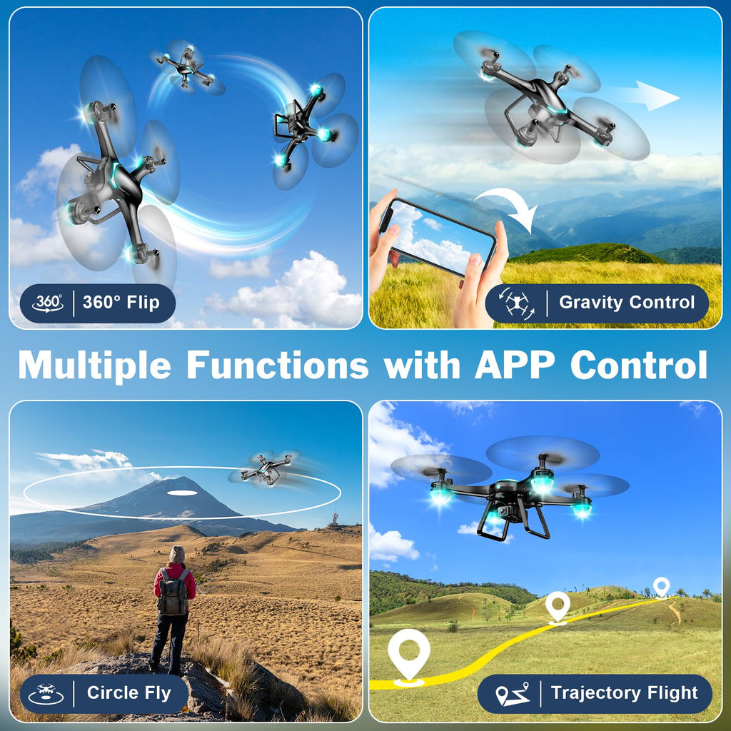 Black 1080P Camera Drone with 2 Batteries O5239