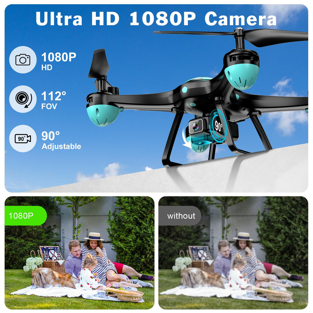 Black 1080P Camera Drone with 2 Batteries O5239