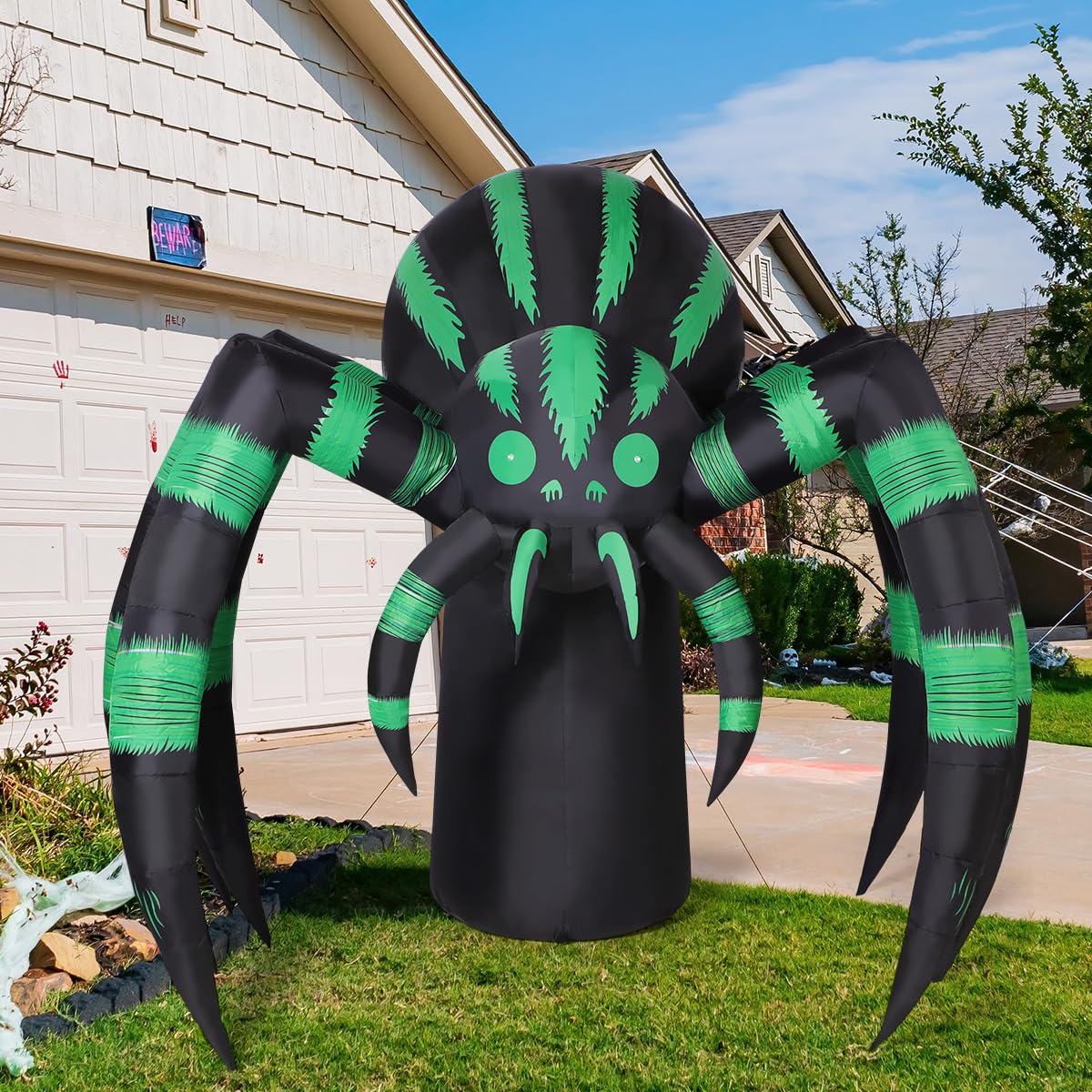 7 FT Inflatable Spider Outdoor Decoration with LED Lights W646