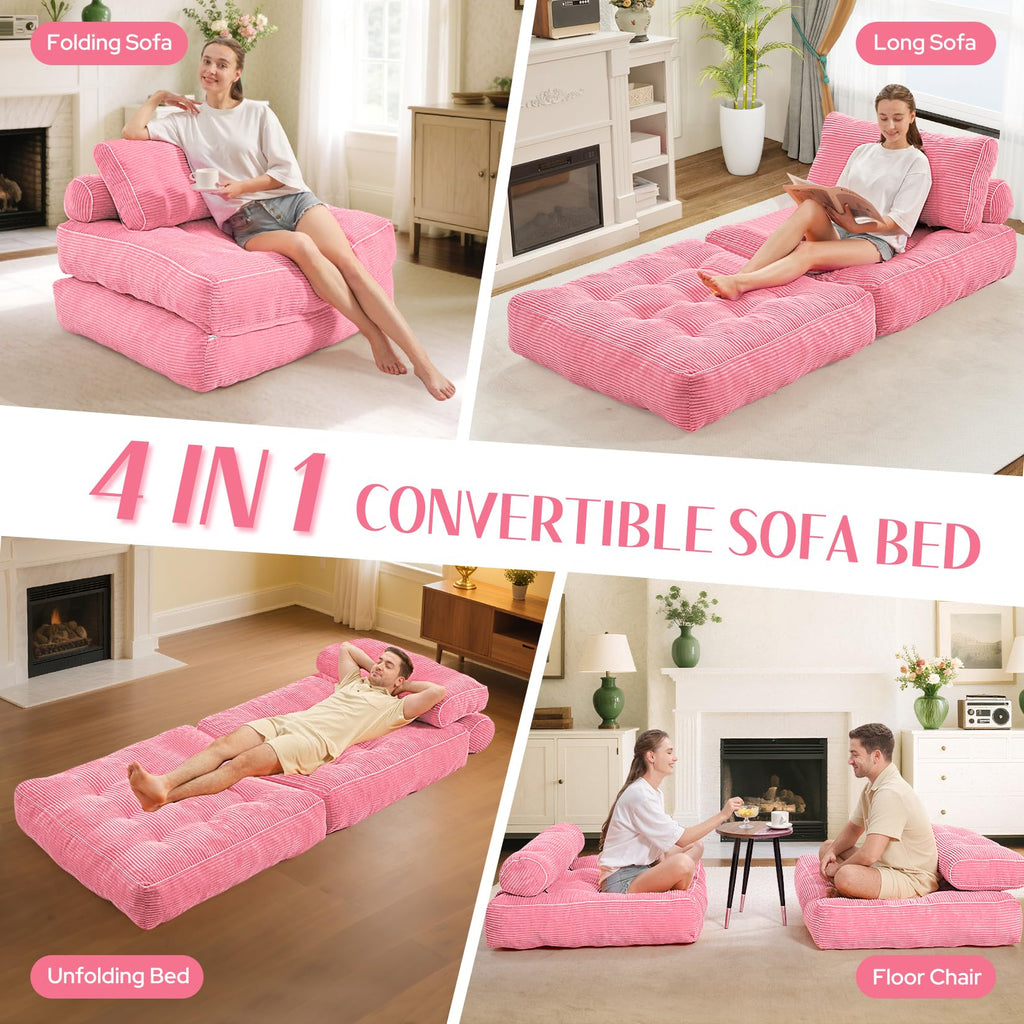 Folding Sofa Bed Convertible Sleeper Chair Bed with Pillow K1597