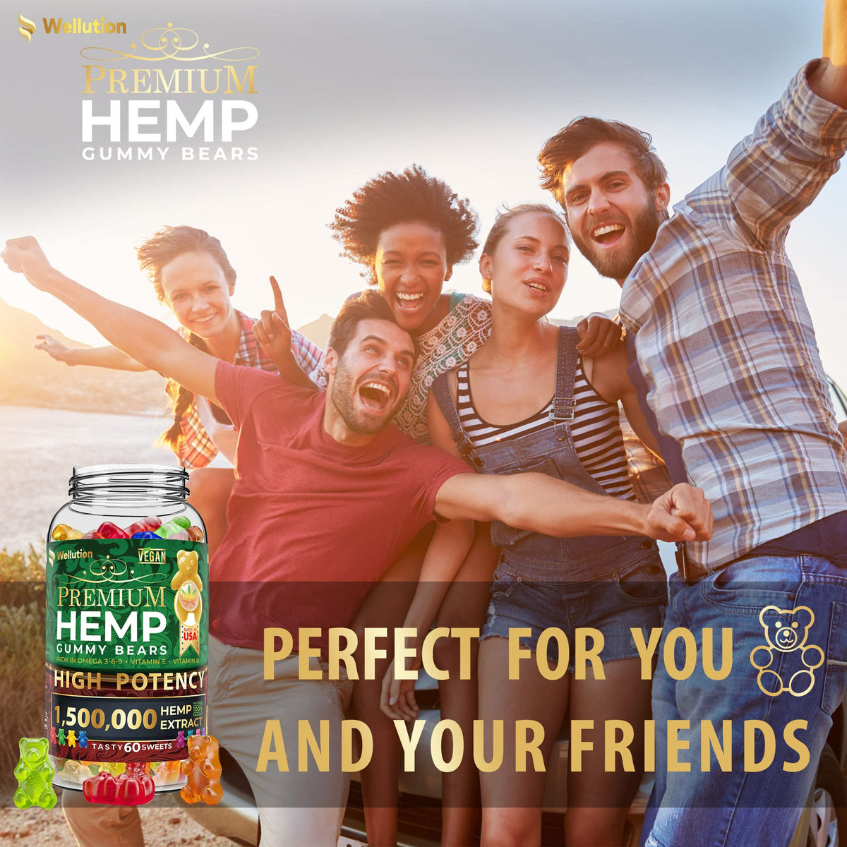 Hemp Gummies 1,500,000 MCG Gluten Free 60ct F77690