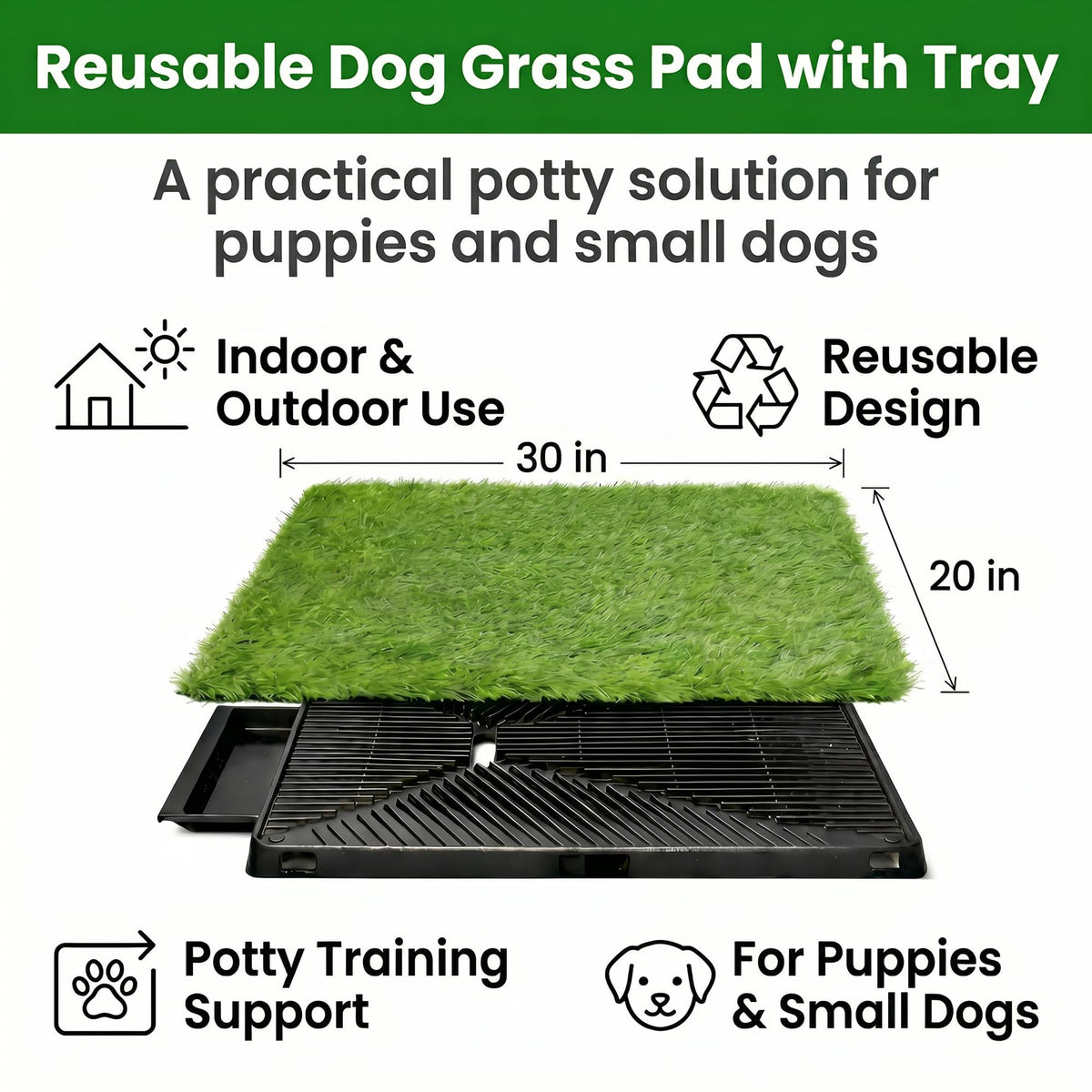 Dog Potty Grass Pads, 2 Pack, 25 x 20 in Turf X7990