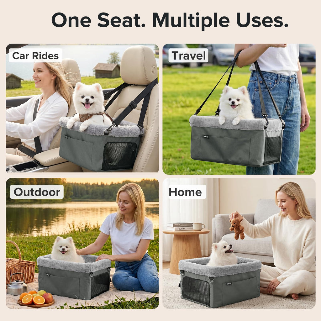 Dog Booster Seat with Metal Frame and Safety Leash, Grey S444513