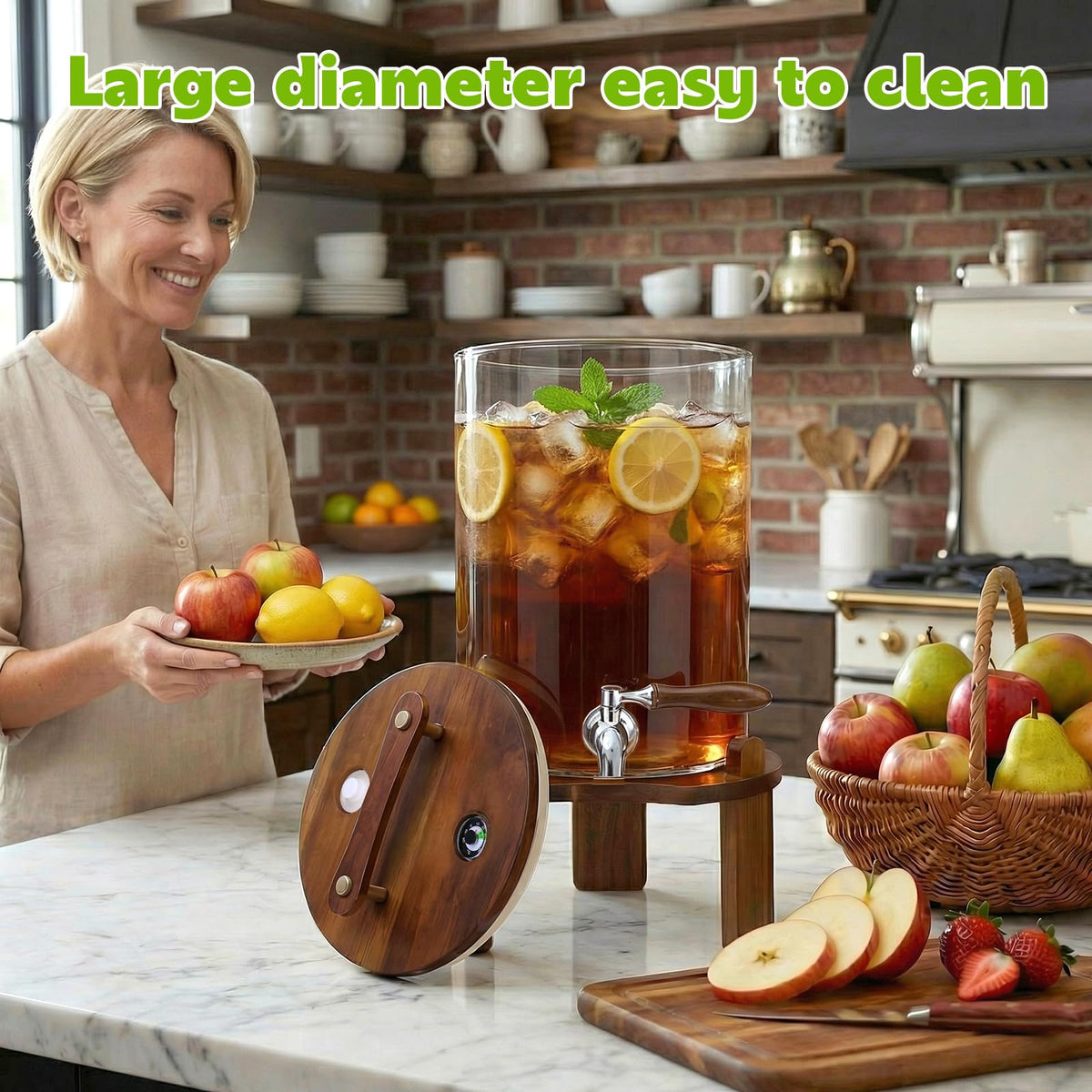 2.1 Gallon Glass Beverage Dispenser with Stand and Stainless Steel Spigot L1718