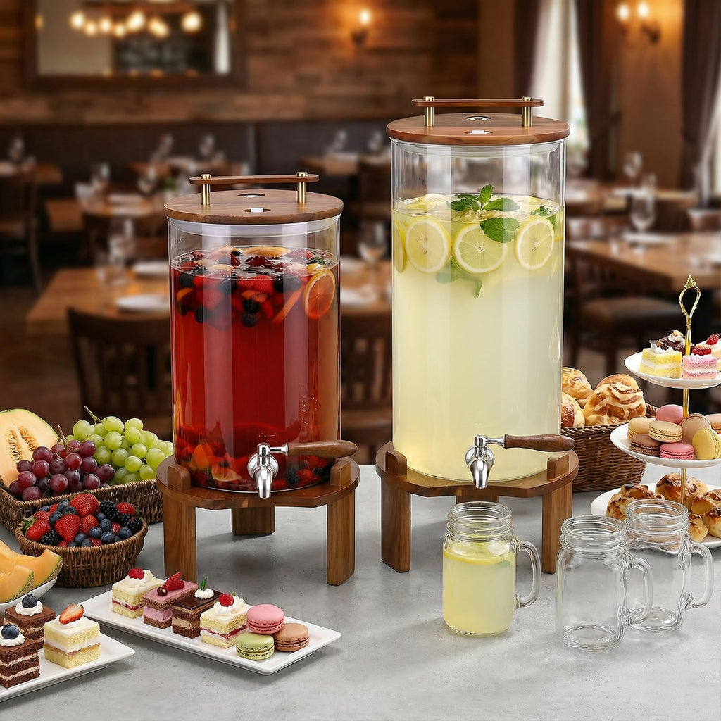 2.1 Gallon Glass Beverage Dispenser with Stand and Stainless Steel Spigot L1718