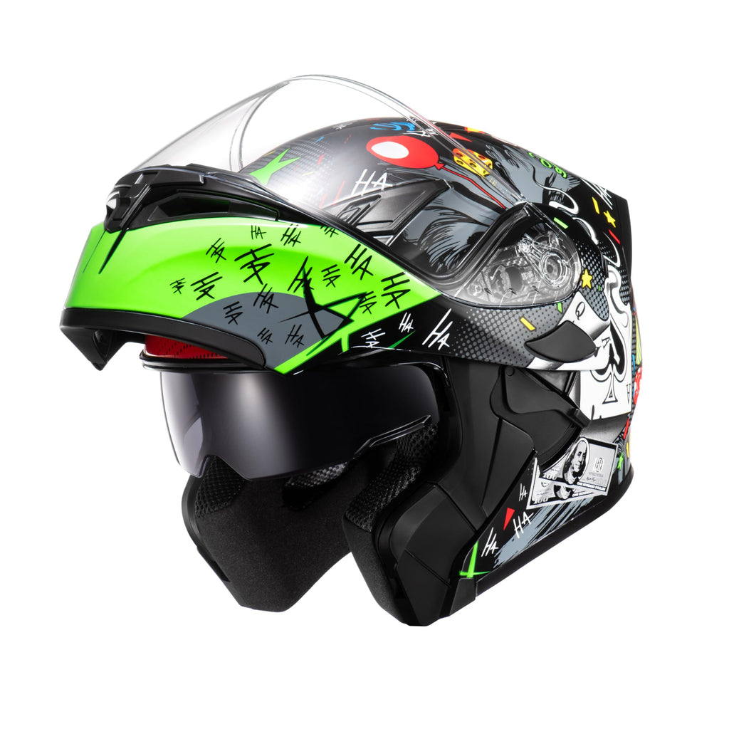 Motorcycle Dual Visor Flip up Modular Full Face Helmet O226
