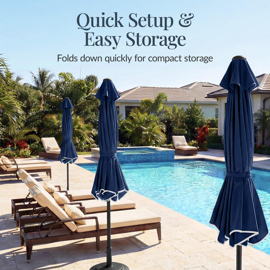 9ft Navy Patio Market Umbrella with Crank & Tilt V169082