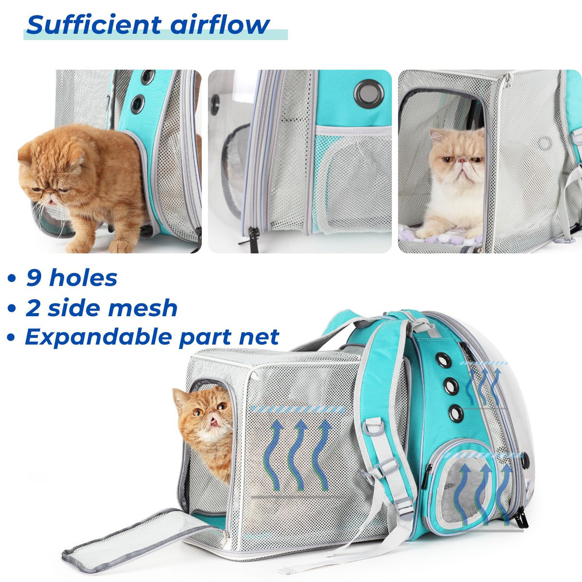 Expandable Cat Backpack with Mini Fan W695