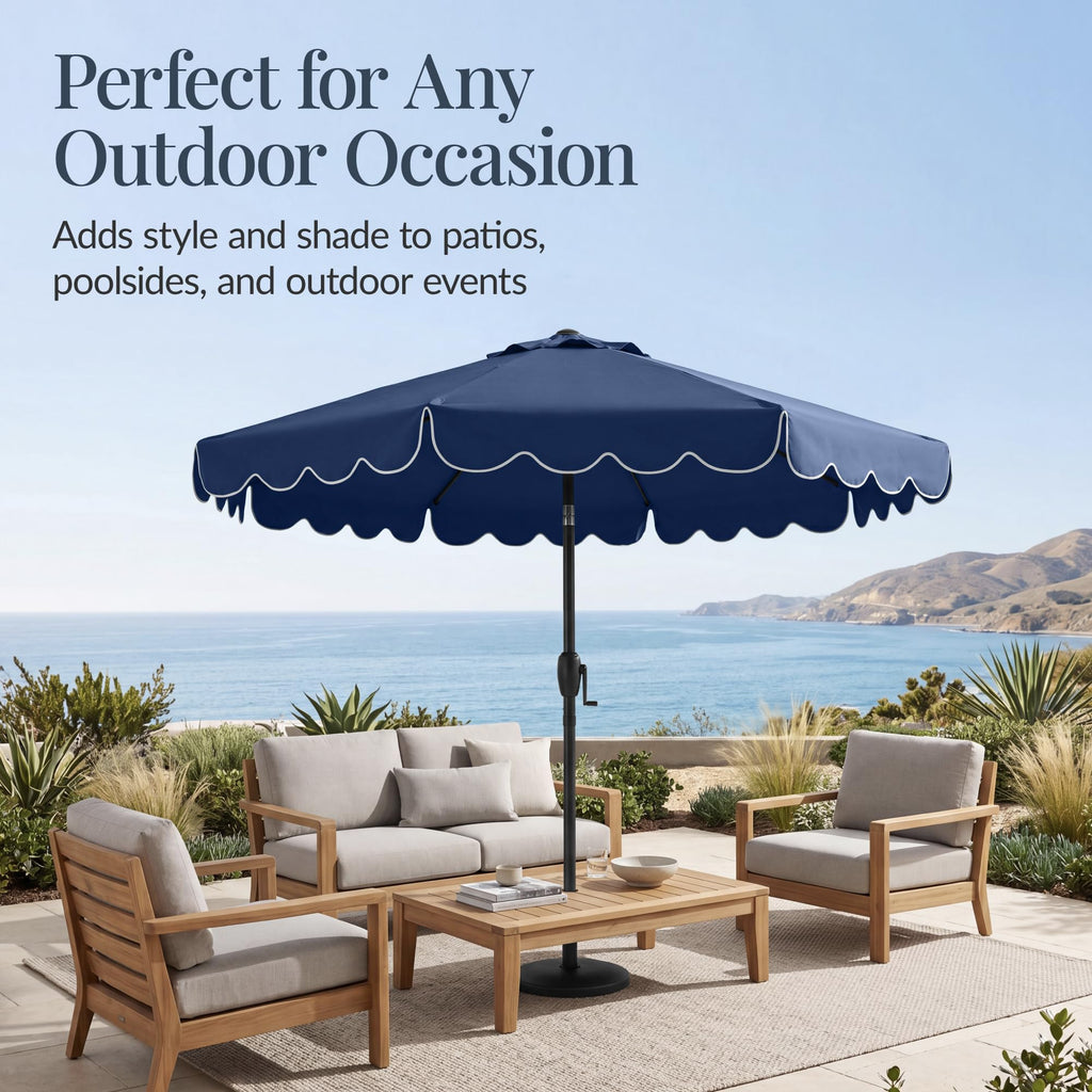 9ft Navy Patio Market Umbrella with Crank & Tilt V169082