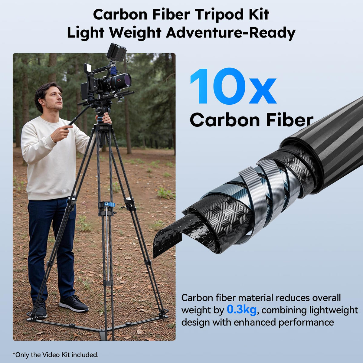 Carbon Fiber Video Tripod with Fluid Head L312