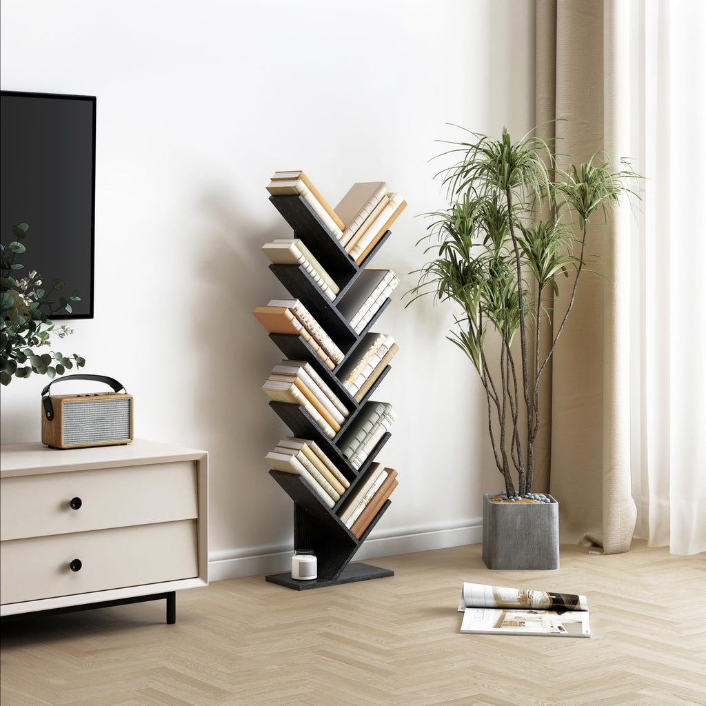 10 Tier Black Tree Bookshelf Y5736