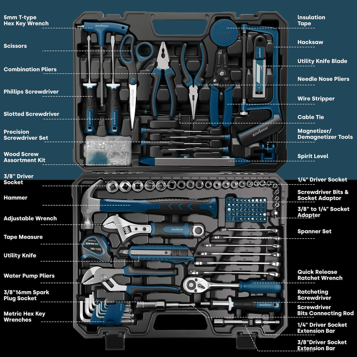 220 Pieces Blue Tool Set with Molded Storage Case D93132
