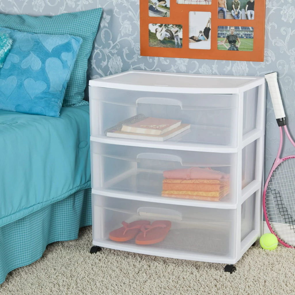 Plastic Storage Drawer Cart with 3 Clear Drawers W197