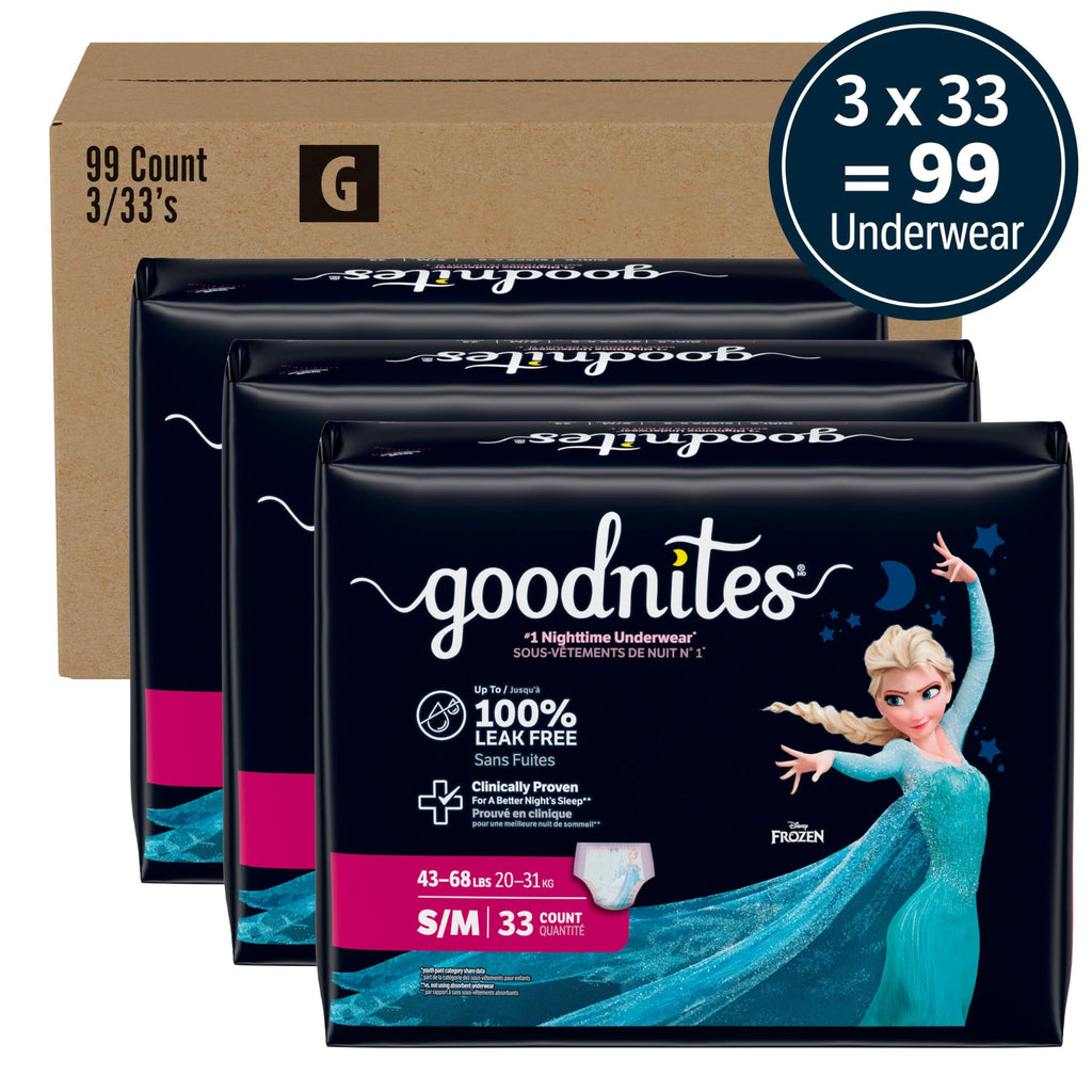 Girls Nighttime Underwear Size S/M 99 Ct X51034