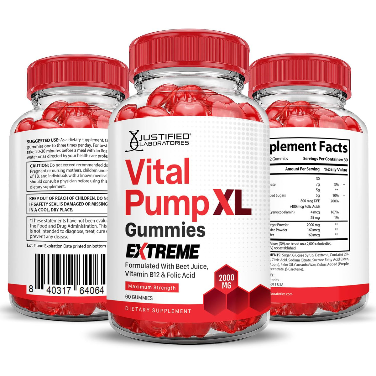 2000MG Beet Juice Pomegranate B12 Vegan Gummies B23382