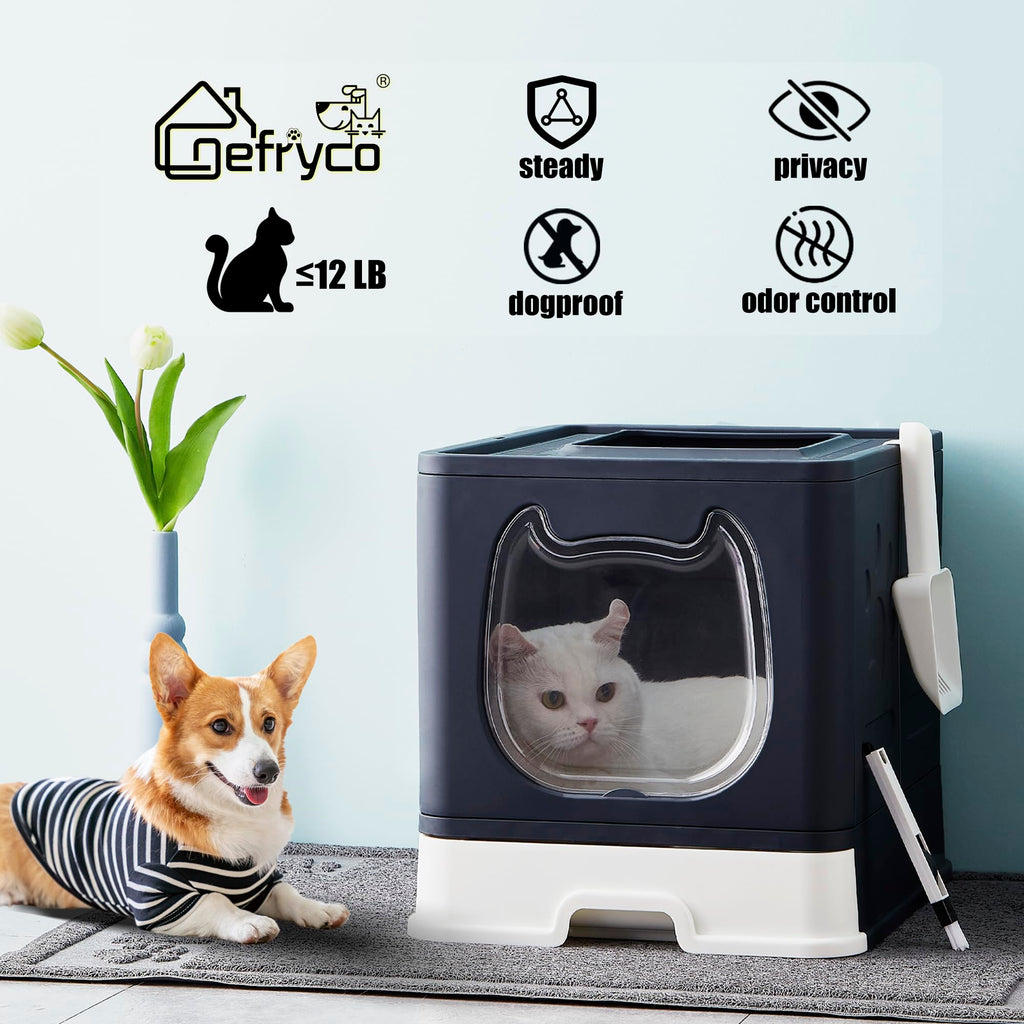 Enclosed Cat Litter Box with Lid and Scoop V828352