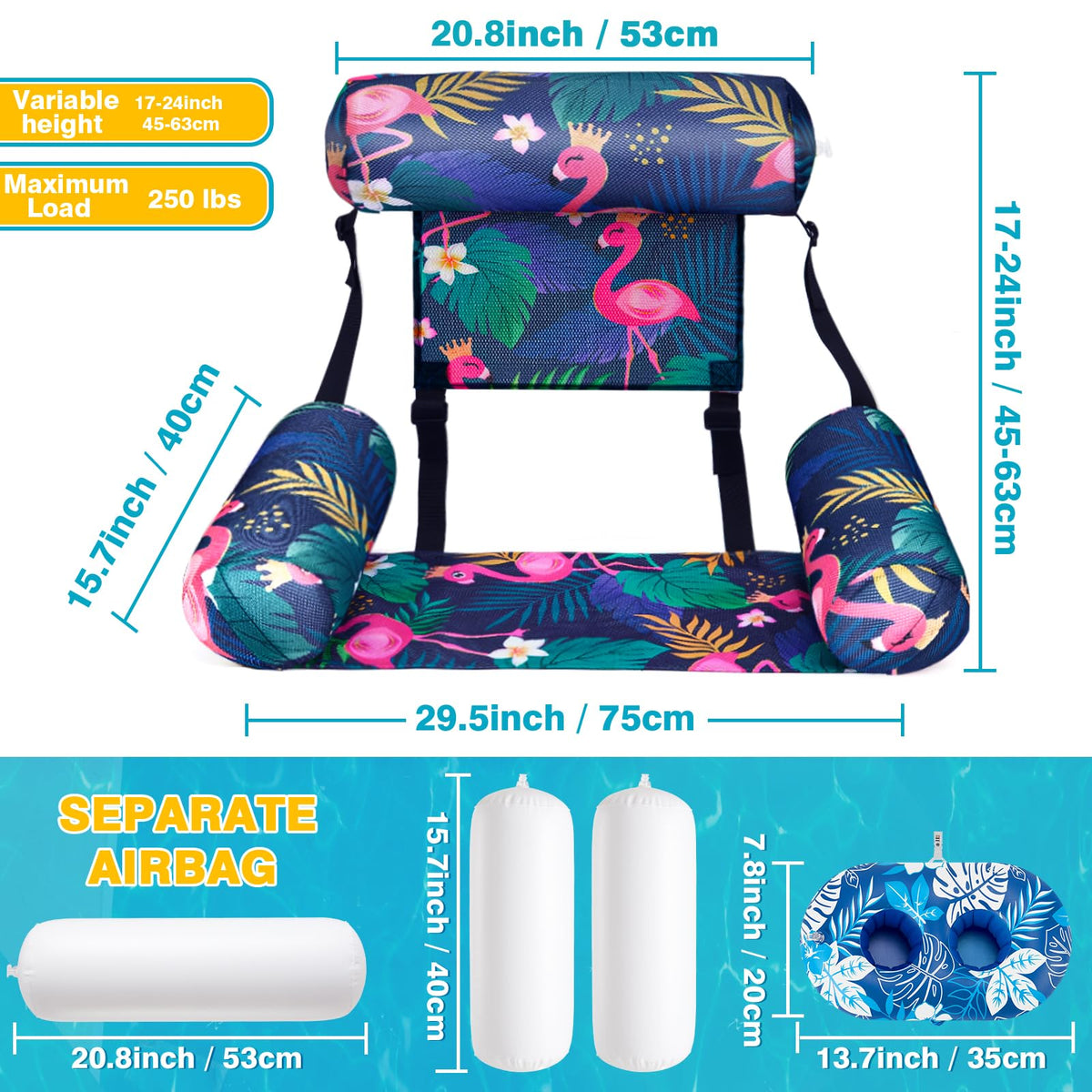 2 Pack Inflatable Pool Float Chair with Cup Holders J29599