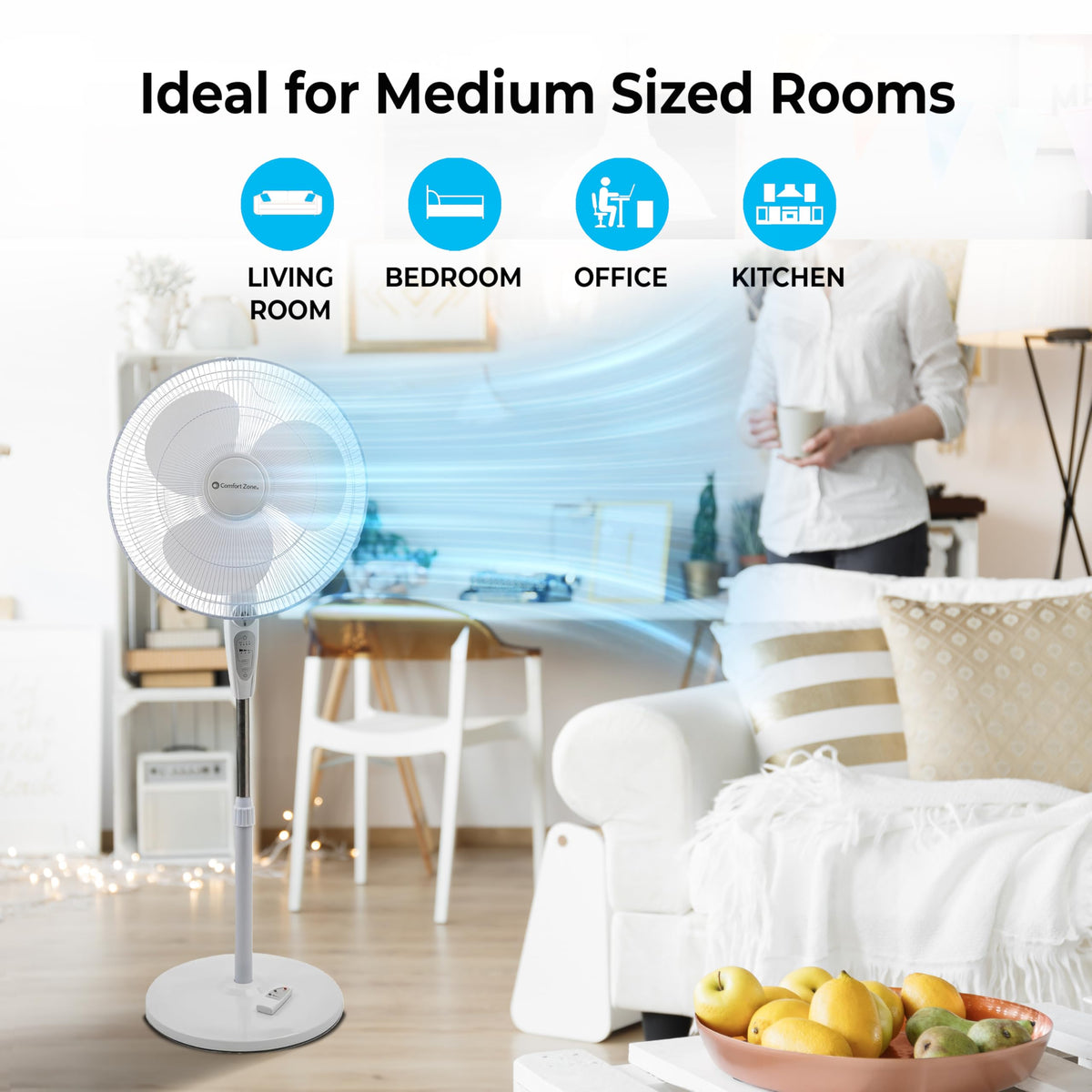 18-Inch Oscillating Pedestal Fan with Remote Control V752