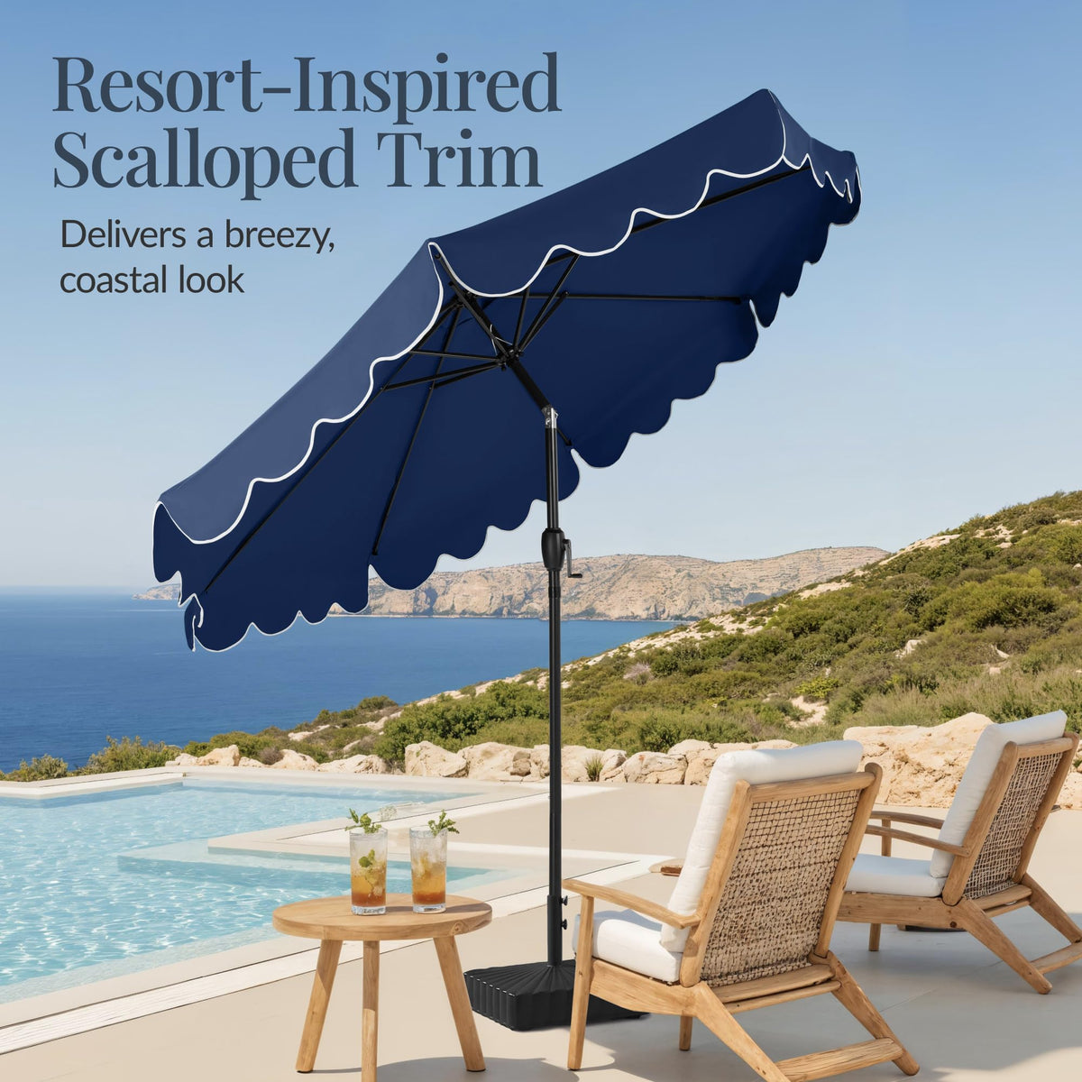 9ft Navy Patio Market Umbrella with Crank & Tilt V169082
