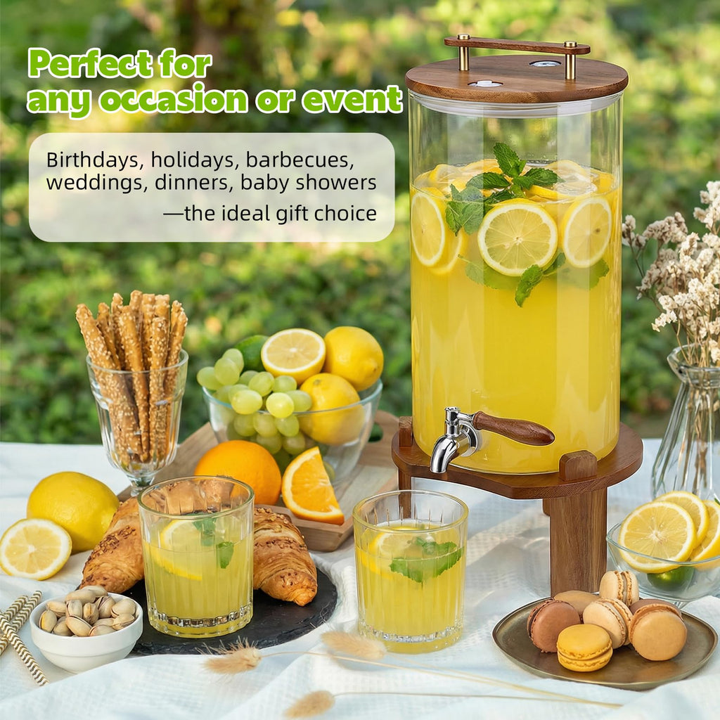 2.1 Gallon Glass Beverage Dispenser with Stand and Stainless Steel Spigot L1718