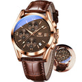 Mens Leather Quartz Brown Wrist Watch Z7145