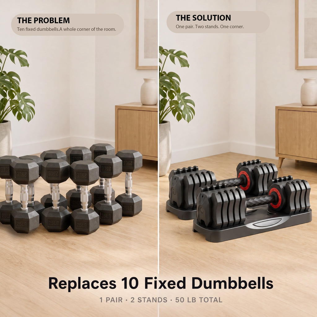 25 lb Adjustable Dumbbell Set W763493