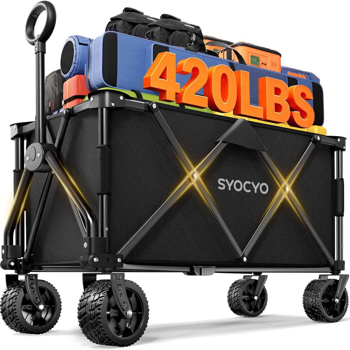 Foldable Wagon Cart with All-Terrain Wheels V855