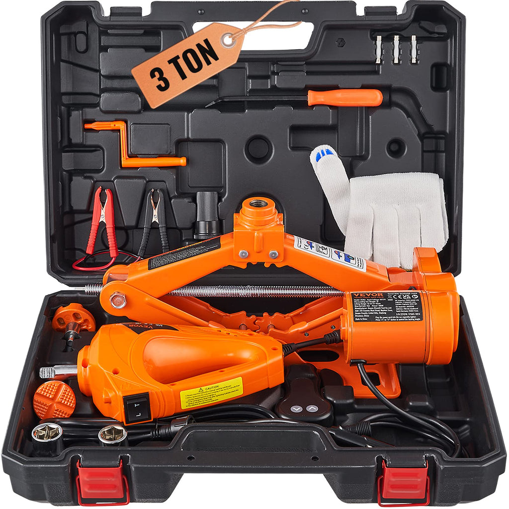 12V Electric Scissor Car Jack 3 Tons with Impact Wrench U732