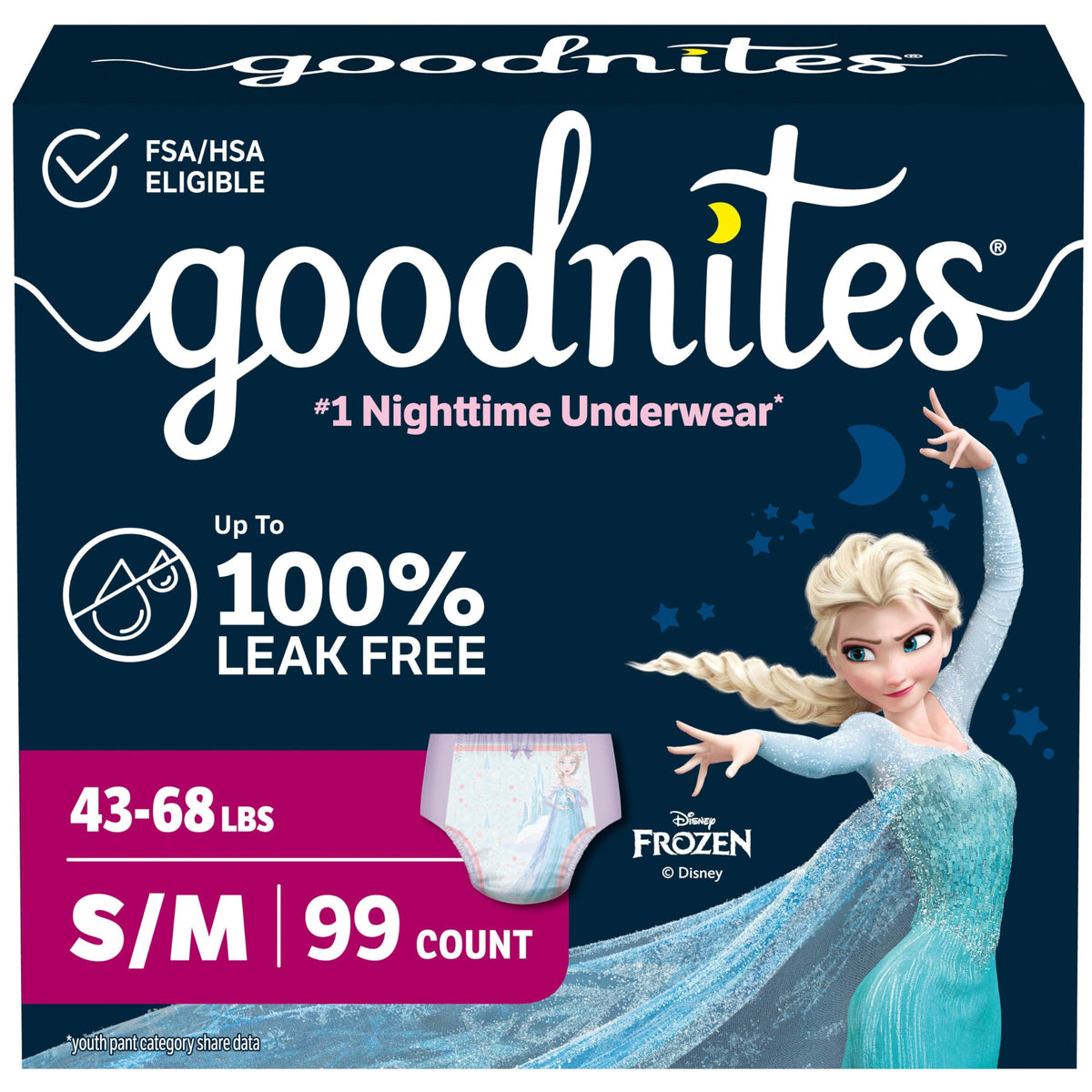 Girls Nighttime Underwear Size S/M 99 Ct X51034