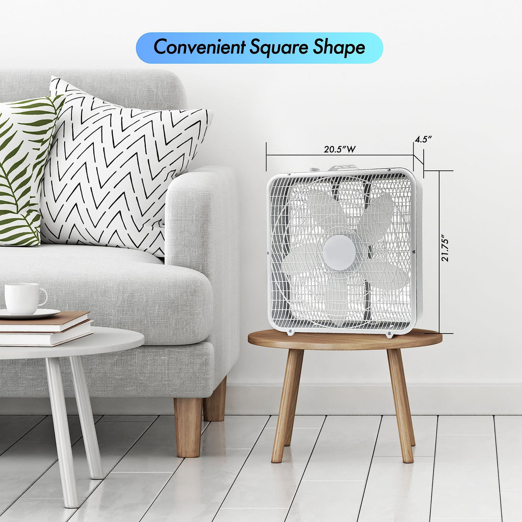 20-Inch Portable Box Fan with 3-Speed Control White N244