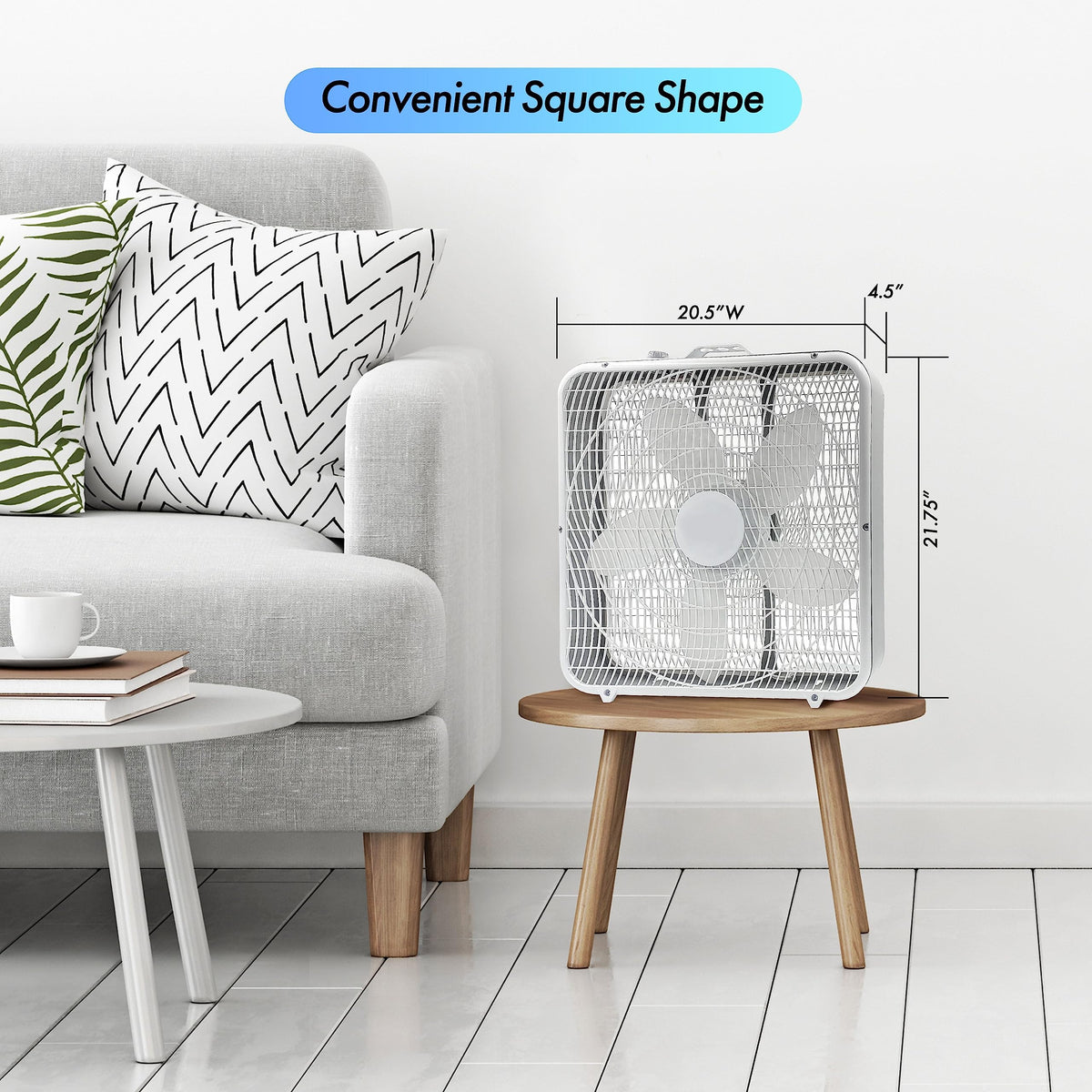 20-Inch Portable Box Fan with 3-Speed Control White N244