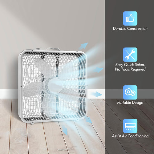 20-Inch Portable Box Fan with 3-Speed Control White N244