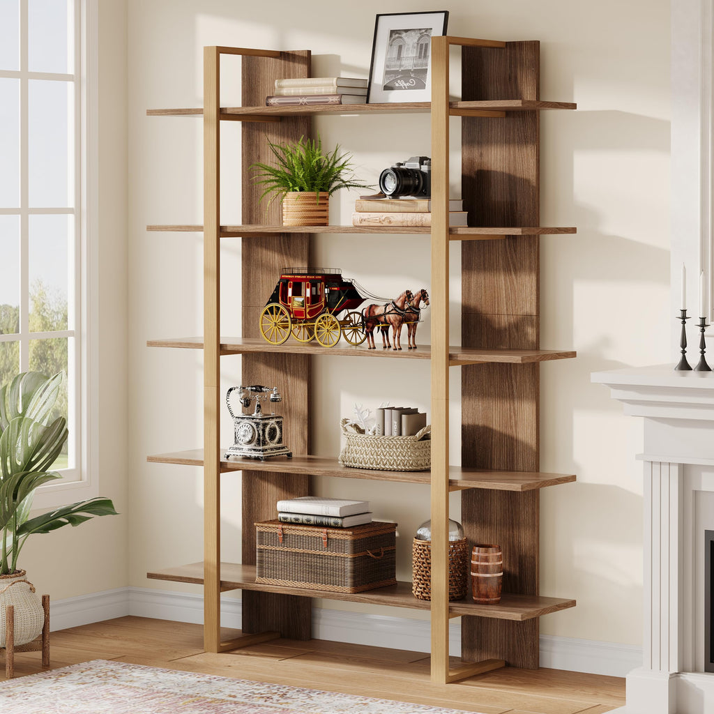 5-Tier Boho Bookshelf with Metal Frame X4669
