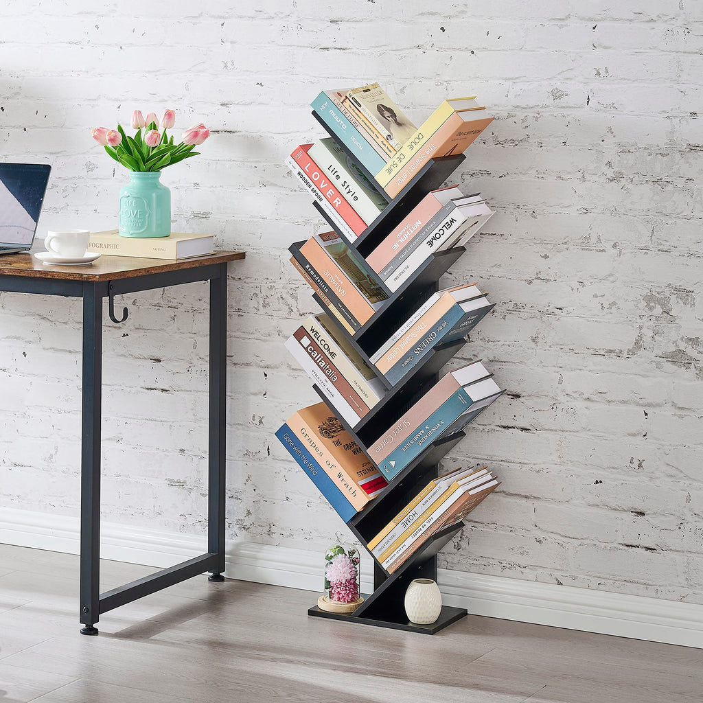 10 Tier Black Tree Bookshelf Y5736