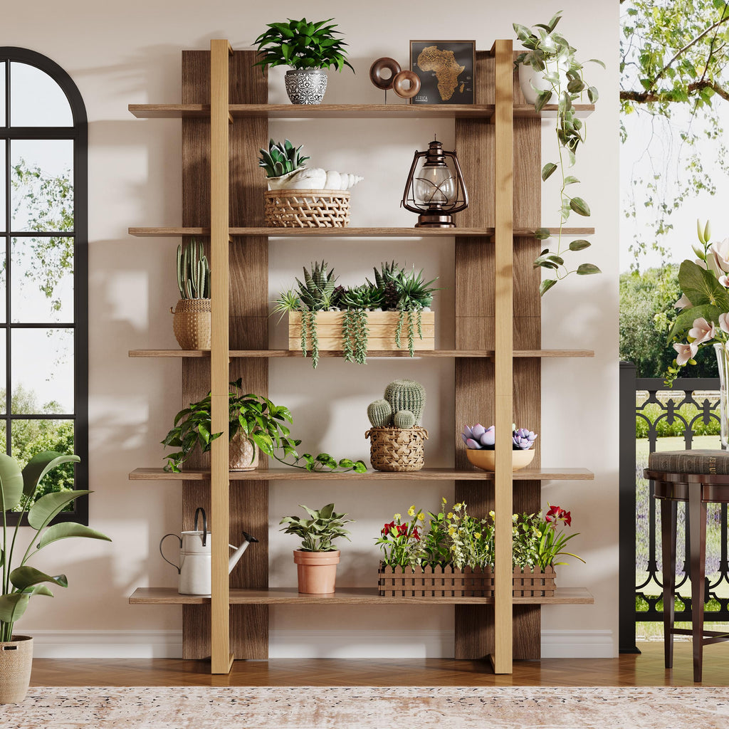 5-Tier Boho Bookshelf with Metal Frame X4669