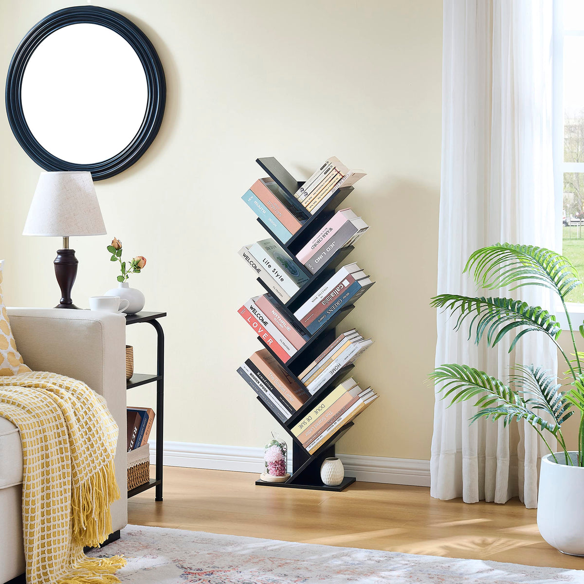 10 Tier Black Tree Bookshelf Y5736