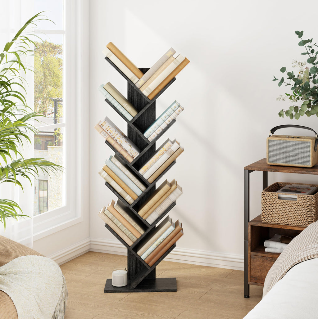 10 Tier Black Tree Bookshelf Y5736