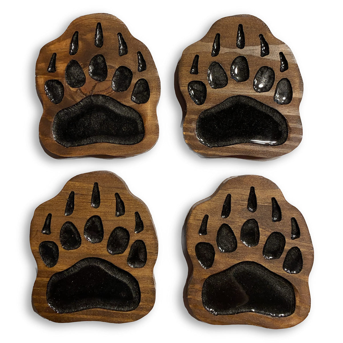 Coaster Set of 4 Handmade Wood with EPOXY Inlay K660746