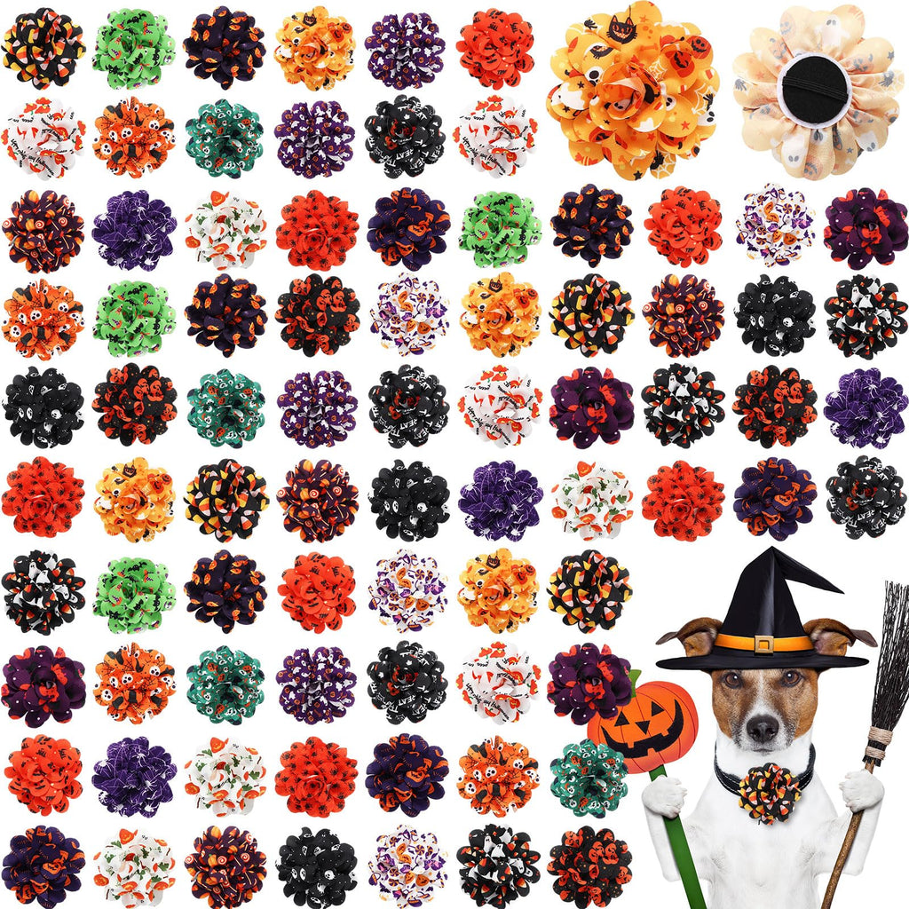 80 Pcs Halloween Dog Collar Flowers Bulk F467