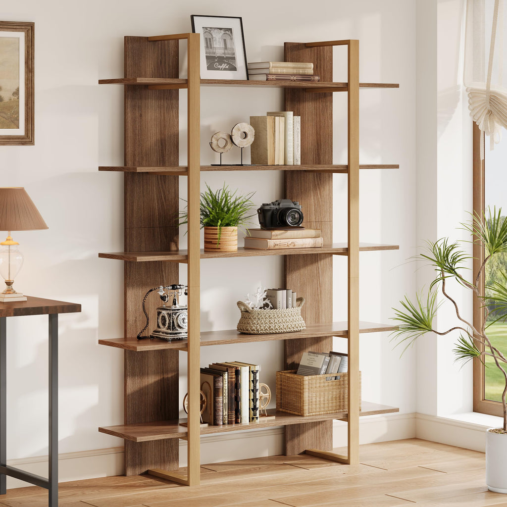 5-Tier Boho Bookshelf with Metal Frame X4669