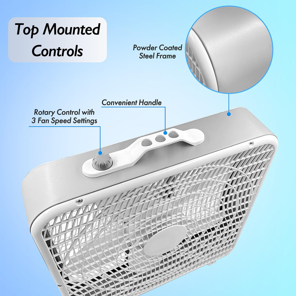 20-Inch Portable Box Fan with 3-Speed Control White N244