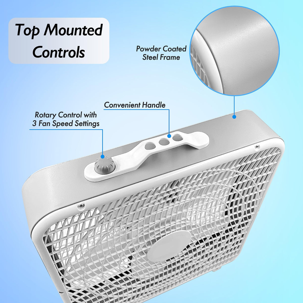 20-Inch Portable Box Fan with 3-Speed Control White N244