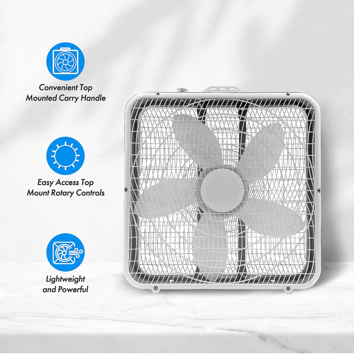 20-Inch Portable Box Fan with 3-Speed Control White N244